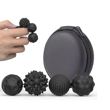 Imagem de Bolas Magnéticas Sensoriais Antiestresse, 4 Unidades, Silicone, para Alívio de Ansiedade e Relaxamento, Multicoloridas (Preto)