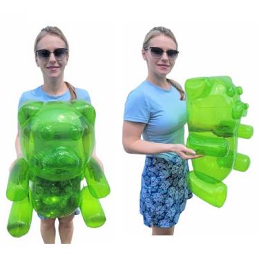 Imagem de Enormes ursinhos infláveis infláveis inflam cores sortidas (cerca de 61 cm de altura), brinquedo de piscina para crianças, tema de festa de aniversário da Candy Land, decoração de festa (verde - (1