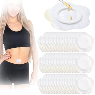 Imagem de SmallCat Embalagem de óleo de rícino descartável com 50 peças, capa de remendo de umbigo de algodão orgânico, 6 x 6 cm, almofadas autoadesivas de óleo de rícino de alta absorção para abdômen, pés