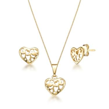 Imagem de Couti, Kit Conjunto Colar Brinco Pingente Joias Folheada a Ouro 18k