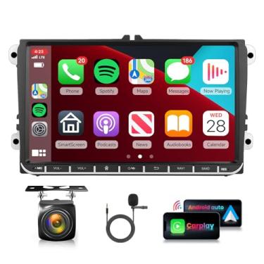 Imagem de Rádio DSP 4G + 64G para VW Passat Jetta Golf TOURAN SEAT, estéreo para carro com carro sem fio, Android Auto, 22.9 cm 1280X720P HD Touchscreen 32EQ 5.0Bluetooth RDS/FM GPS WiFi SWC AHD câmera de