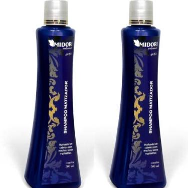 Imagem de Kit 2 Shampoo Matizador Midori Profissional 500ml