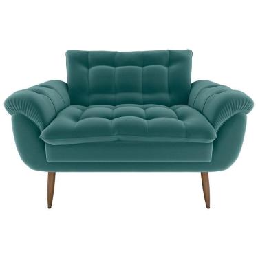 Imagem de Sofá Namoradeira Pequeno Confortável 1,25 Larg Xangai Matrix Veludo Verde Menta Veludo Verde Menta