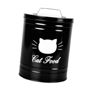 Imagem de IEUDNS Recipiente para armazenamento de petiscos para cães, pote para biscoitos, lata para biscoitos, recipiente resistente de ferro para alimentos de cães e, Preto