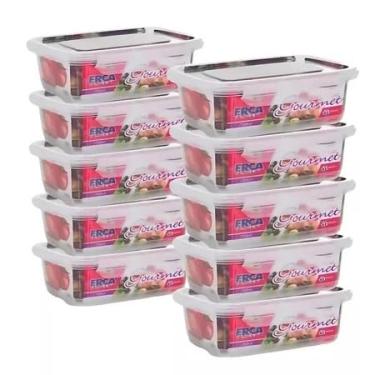 Imagem de Kit 10 Potes Marmita Fitness 750ml Travas Freezer Microondas