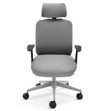 Imagem de Capa para cadeira de escritório com 3 peças, capa elástica para cadeira de mesa com rodinhas minimalistas e destacáveis para poltrona giratória (cinza, conjunto de três peças)