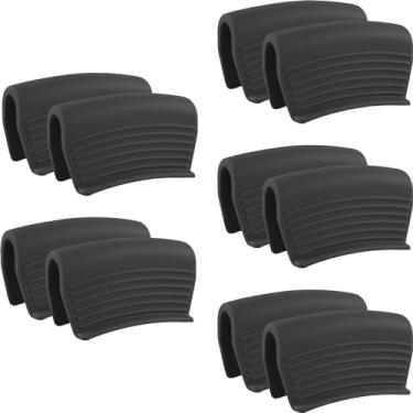 Imagem de 5 pares de alça de silicone para assistir, capa de alça de frigideira de silicone resistente ao calor, capa antiderrapante para lava-louças, segura para lava-louças, capa de alça para cozinha