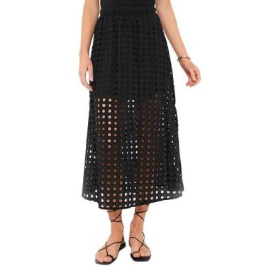 Imagem de Saia longa casual de verão Ailoqing 2025 para mulheres de algodão pret