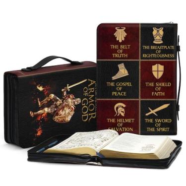 Imagem de Estojo de couro grande com capa bíblica Jesuspirit Armor of God