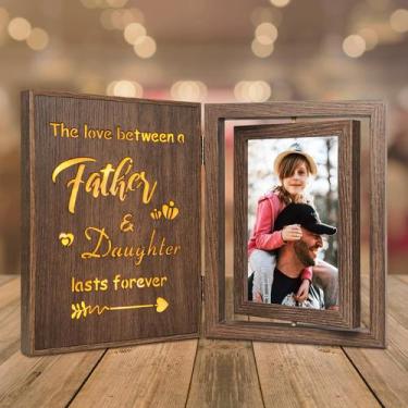 Imagem de Porta-retratos EYITUPC Vintage Rotating Wood Light-Up Dad