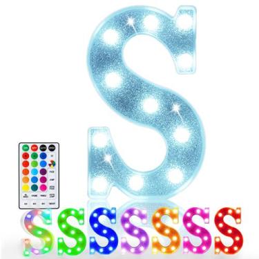 Imagem de Lâmpada LED Pooqla Letra S, alimentada por bateria, 18 cores RGB