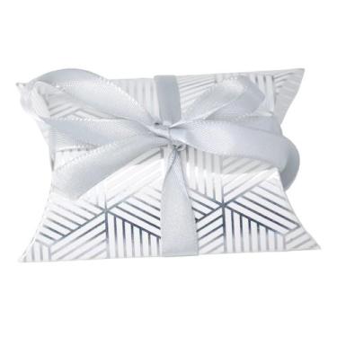 Imagem de Caja de Regalo Aokbean Mini Almohada 9x7x2,5 cm Rayas Plateadas Paquet