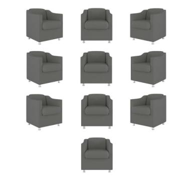 Imagem de Kit 10 Cadeira Poltronas Decorativas Recepção Clinica Suede Cor:cinza