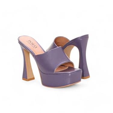 Imagem de Sandália Feminina Verão Mule Plataforma Meia Pata Salto Alto (Berinjela, BR, Adulto, Numérico, 34)