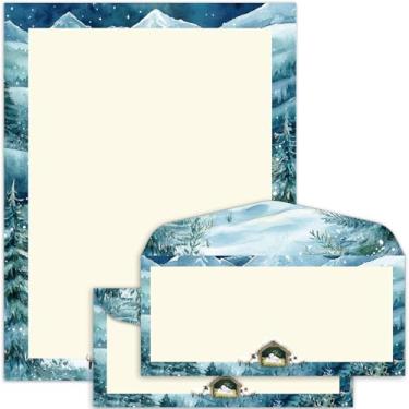 Imagem de Conjunto de 50 papéis timbrados de presépio com envelopes, papel religioso para impressão de computador, papel de papelaria, para cartas, convites para o Papai Noel, escritório, escola, 21 x 28 cm