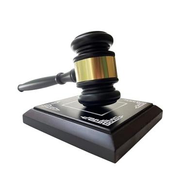 Imagem de Conjunto de martelo e bloco de madeira feito à mão, acessório de mesa perfeito para presidentes do conselho, leilão, juiz, leilão, venda, reuniões, presidentes de clubes locais (bloco quadrado)