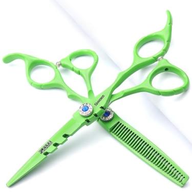 Imagem de SHARONDS Tesoura De Cabelo Aço Inoxidável Alta Dureza 440C 6" Para Salão Beleza, Ferramenta Corte E Desbaste Barbeiro (Conjunto Tesouras) (6" 2 Peças-C)