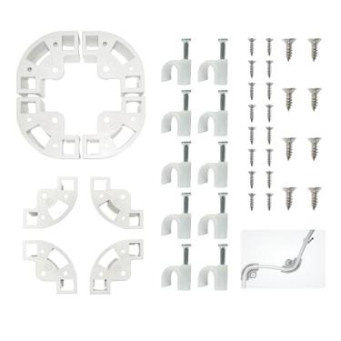 Imagem de Conduíte de cotovelo de 90 graus de 90 graus com meia braçadeira branca J-Hook e kit de parafuso inoxidável, para tubo de polímero de plástico RO de 3/20.3 cm, braçadeiras de tubo Pex (pacote com 8)