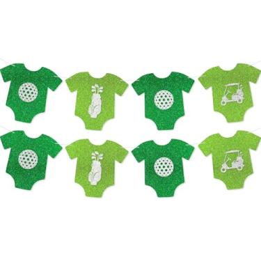 Imagem de Body de golfe Faixa de chá de bebê - Não-faça você mesmo decorações de chá de bebê de golfe A Little Putter Is On The Way Material de festa de aniversário temático para meninas e meninos glitter