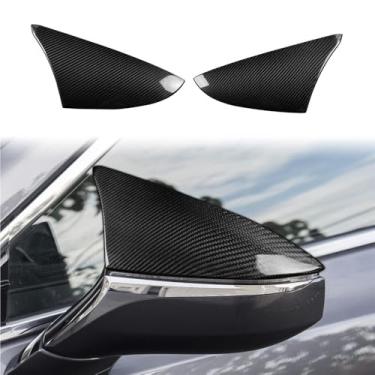 Imagem de Conjunto de 2 capas de espelho retrovisor externo em fibra de carbono real, rebatíveis eletricamente, para Lexus ES, LS, RC, LC e UX (modelos 2019-2022). Acessórios leves para carros.