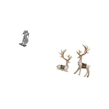 Imagem de Fenteer Estatueta Nórdica de Resina de Cavaleiro E Rena, Escultura de Arte Abstrata, Ornamento para Mesa, Armário, Mesa de Escritório, Peça Central, Entrada,