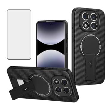 Imagem de Asuwish Capa de celular para Xiaomi Redmi Note 14 Pro 5G/Note14 Pro Plus/Poco X7 Capa magnética de fibra de carbono com protetor de tela de vidro temperado e suporte de célula protetora 14Pro 14Pro+