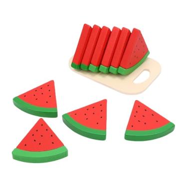 Imagem de Fabater Crianças de Madeira para Brincar Comida Melancia Brinquedos Acessórios de Cozinha Realistas Playset, Design Atraente para Reconhecimento de Cores, Artesanato Detalhado, Inclui 10 Blocos de