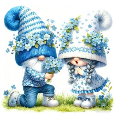 Imagem de DIYDECORFUN Kits de pintura de diamante para adultos, amantes de gnomos, kits de arte de diamante para iniciantes, faça-você-mesmo com brocas completas redondas de diamante, pinturas, imagens, joias