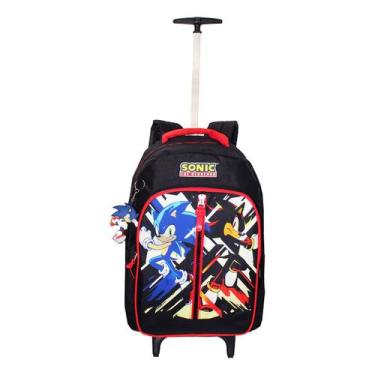 Imagem de Mochila Team Sonic Filme Juvenil Escolar Rodinhas Meninos - Luxcel