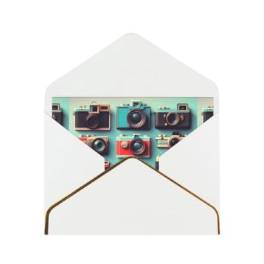 Imagem de SKKNT Coleção de câmera retrô Cool Cartões de felicitações para todas as ocasiões, convites de festa de aniversário de casamento, 12,7 x 15,2 cm