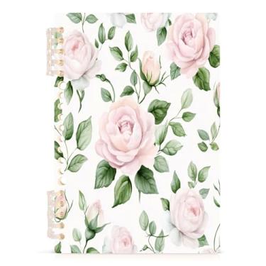 Imagem de Burbuja Caderno Pink Roses, papel pautado universitário A5 com 60 folhas, fichário para escritório, 1 pacote