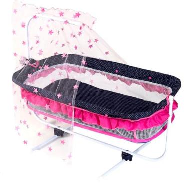 Imagem de Berço Balanço 67 Cm Boneca Bebê Reborn Azul Luxo - Mep Kids