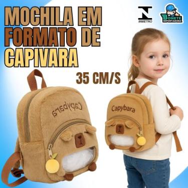Imagem de Mochila Infantil Capivara 35cm Pelúcia Macia Escolar - Toy King