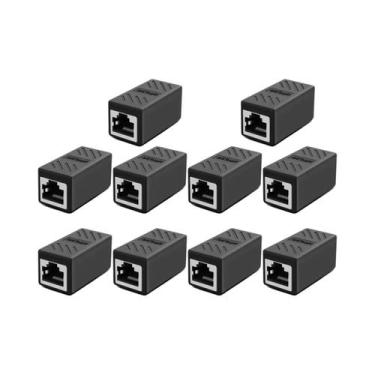 Imagem de Acoplador RJ45 Preto Para Cabos Ethernet Cat7, Cat6, Cat5e, Cat5 - Con
