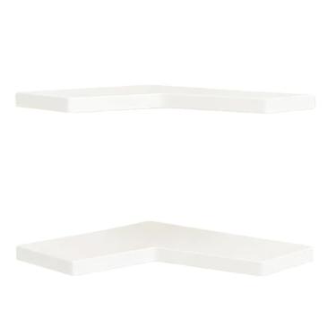 Imagem de Kit prateleira de canto cantoneira em L - 2 unidades em MDF para Quartos, Cozinhas e Salas, Organização Prática e Espaçosa para Objetos e Decorações(Branco)