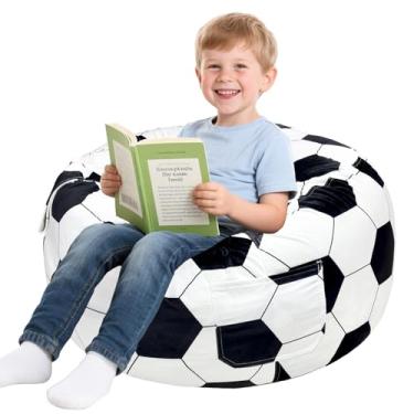 Imagem de Lukeight Cadeira de pufe de futebol com cobertura de veludo removível e preenchida com espuma viscoelástica para crianças, adolescentes e adultos, sofá para jogos, leitura, grande