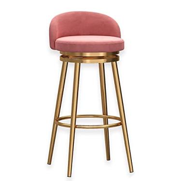 Imagem de Conjunto de bancos de bar com altura giratória de 360°, banqueta de veludo estofada com encosto moderno, cadeiras de jantar para pub, ilha, casa, cozinha