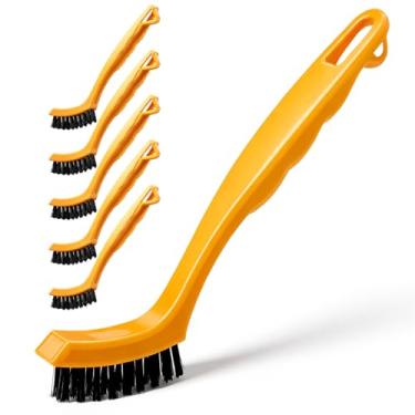 Imagem de Yiyiring Pacote com 6 escovas de argamassa para fendas de nylon com detalhes de limpeza, escovas de cerdas rígidas para azulejos e argamassas para cozinha, banheiro, pisos de azulejo, lacunas, fendas