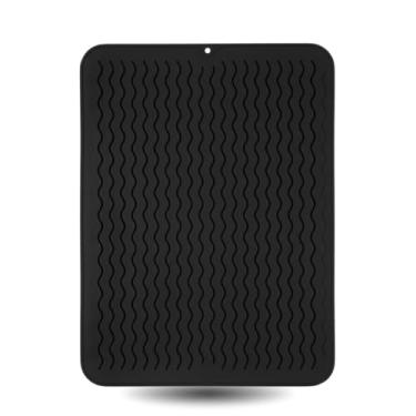 Imagem de Kit 2 Tapetes Escorredor de Louça em Silicone 40x30cm Antiderrapante Suporte Térmico com Ondulações para Secagem Rápida, Apoio para Pratos, Copos e Utensílios (2, Preto)