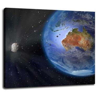 Imagem de Pôster de desastre rochas impressões em tela meteoros arte de parede para casa 1 painéis decorações com moldura 25,4 x 20,3 cm