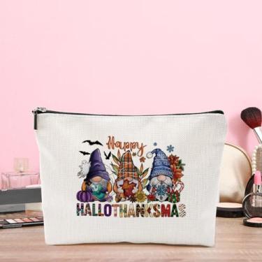 Imagem de Bolsa de maquiagem de gnomo de Dia das Bruxas, Natal, Ação de Graças, presentes para mulheres, meninas, amigas, bolsas de cosméticos