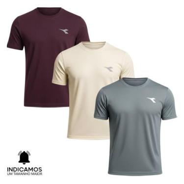 Imagem de Kit 3 Camisetas Diadora Small Logo Masculina - Grafite e Off White G, 