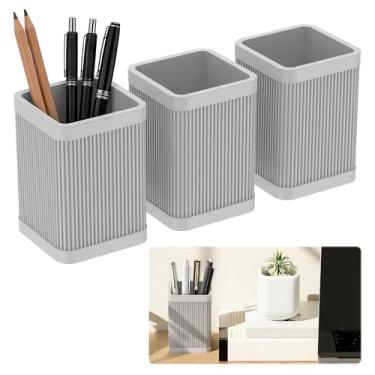 Imagem de 3 porta-canetas estéticas para mesa, suporte de lápis de silicone moderno, decoração de mesa de escritório elegante, organizador de mesa multifuncional para casa, crianças e escola