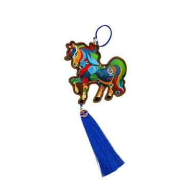 Imagem de CarpNettore Pingente de Cavalo em Pelúcia Bordada, Ornamento Do Zodíaco Chinês, Estatueta de Tecido, Colecionável, com Função de Pendurar, Ideal para Decoração de, Bordado de Café, Borlas