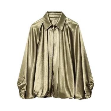 Imagem de Jaqueta Bomber Oversized Com Pregas Para Mulheres, Casacos De Verão, R