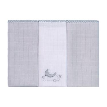 Imagem de Fralda de Pano para Bebê 3 Unidades 68 cm x 70 cm Baby Joy, Cinza