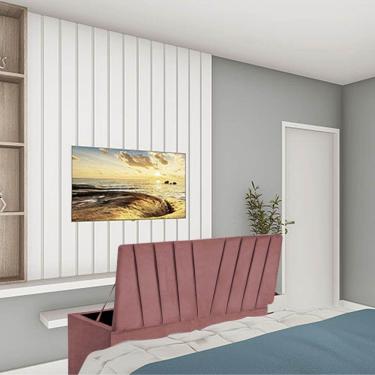 Imagem de Calçadeira Baú Recamier Estofada Cama De Solteiro 90cm Bélgica Suede Rose- Mabe Magazine