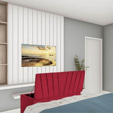 Imagem de Calçadeira Baú Recamier Estofada Cama De Solteiro 100cm Bélgica Suede Vermelho- Mabe Magazine