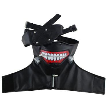 Imagem de Máscara de cosplay Tokyos Ghouls Kaneki Ken com zíper em couro macio -
