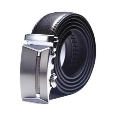 Imagem de Cinto De Couro De Luxo Masculino Com Fivela Automática, Tamanho Grande